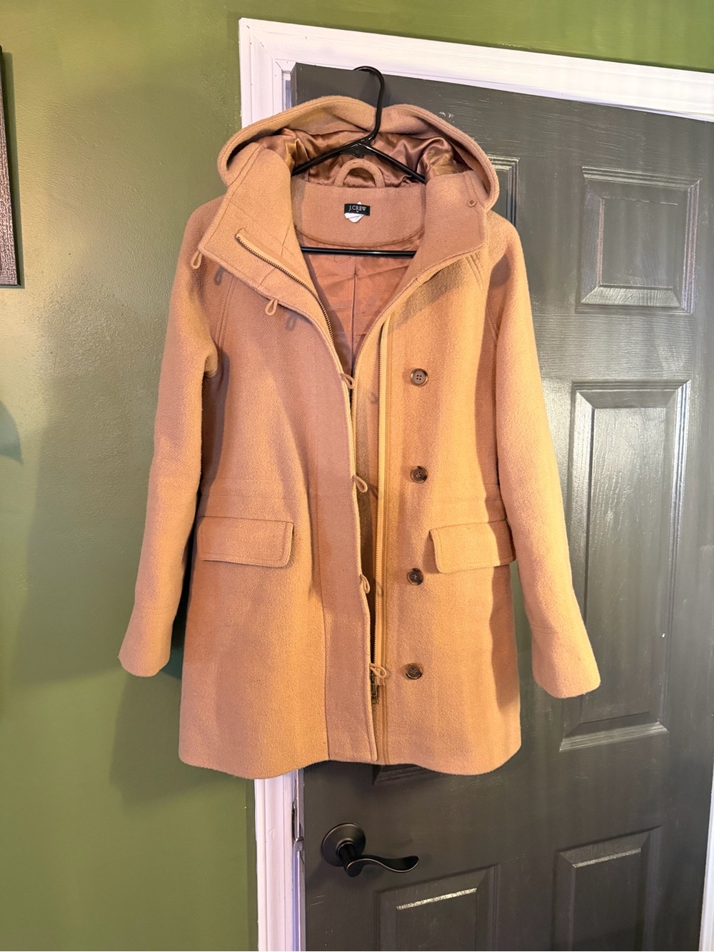 J. Crew Hooded Wool Pea Coat in Camel - Picture 2 of 5